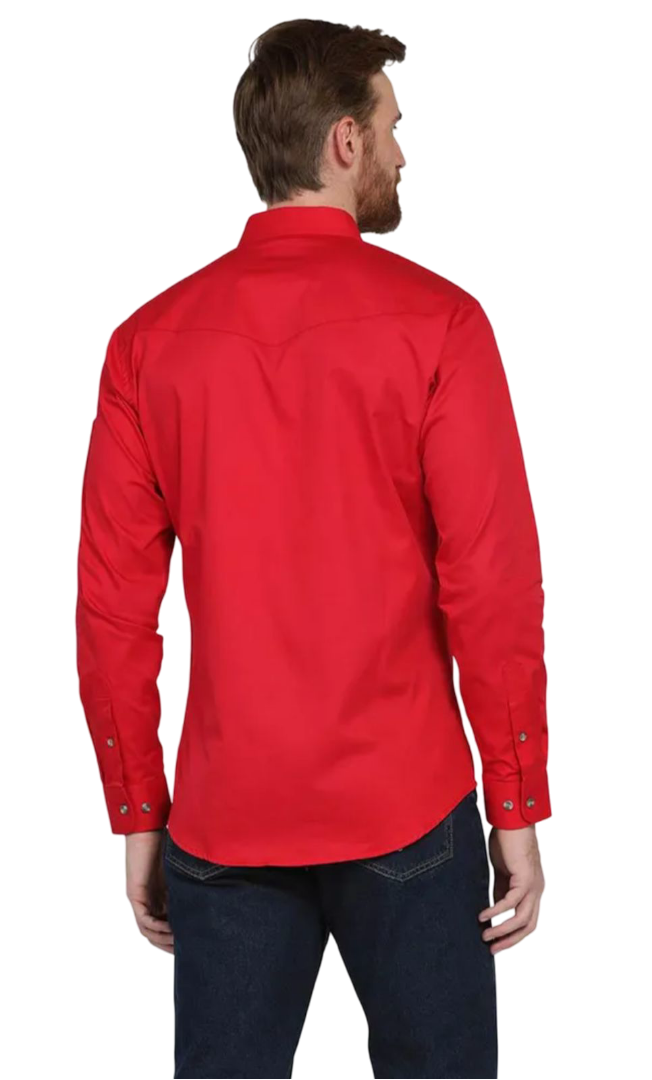 Camisa Vaquera Manga larga Hombre Color Rojo