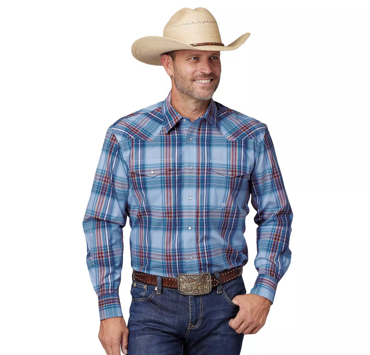 Camisa a Cuadros Roper, Hombre Amarillo Azul y Granate